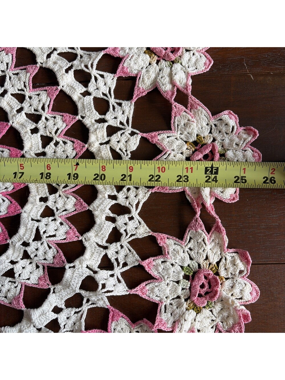 25 Pc VTG Handmade Crochet Lace Doily Lot Victorian Chic Wedding Pink Purple - Picture 12 of 13